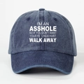 Casquette de baseball en coton délavé bleu marine avec slogan et visière courbée - Bleu Marine