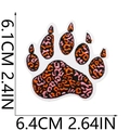 Detailed view of leopard print paw embroidery patch showing 6.1 x 6.4 cm measurements - 6.4x6.1cm