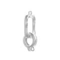 Detailed view of silver-plated oval dual-link clasp connector for pearl jewelry necklaces - VK220 (11mm*28mm) / White Gold