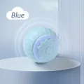 Smart interactive cat ball toy in light blue color with ribbed texture and power button - &&top-of-the-line [blue 2.5] Powerful Performance + Extended Range: A Masterpiece Of Craftsmanship