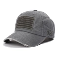 Casquette de baseball grise drapeau USA style délavé avec broderie et look vintage - Réglable / Gris