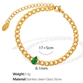 Bracciale in acciaio inossidabile dorato 18 carati con ciondolo a goccia verde - Bracciale Oro Pietra Verde Goccia (SL38)