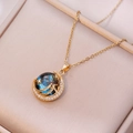 Goldene Sternen- und Mondkette mit tiefblauer Galaxienkugel und funkelnden Zirkonia-Steinen - Gold Traumhafter Planet-1