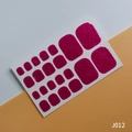 Self-adhesive glitter toe nail stickers in bright rose red shade model J012 - J012 Magenta Glitter