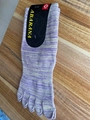 Women's five-toe yoga socks in purple and white variegated knit, size 35-39 - Purple and Yellow Stripes