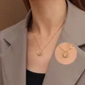 Golden titanium steel necklace with 18k gold plating and double-sided Fu Xi pendant - 40+5cm / Gold
