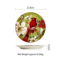 9-inch round ceramic dinner plate featuring red cardinal and floral patterns - Red Bird (9 Inch)