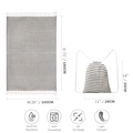 Striped cotton Turkish beach towel 180x100cm with matching drawstring backpack and tassels - Black