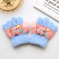 Blue and pink gradient knitted children's gloves with cute fish decor for kids - One Size (Suggested 0-3 Years Old) / Light Blue Fish
