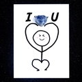 Piedra de cristal natural azul en forma de corazón sobre tarjeta con diseño I Heart U - Jaspe de Puntos Azules