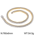 Collana a catena bicolore in acciaio inossidabile, lunghezza 760mm e larghezza 6mm uomo - Collana 76cm