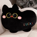 Süßes schwarzes Katzenplüschkissen mit gelben Augen und Lucky-Stickerei auf Sofa - 40CM / Schwarz