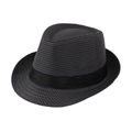 Classic fedora hat in dark grey houndstooth pattern with black satin ribbon band - Adult Size (Approx 58cm) / Houndstooth-Iron Grey