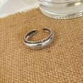 Retro S925 sterling silver open ring in silver finish with vintage textured gear edge - jz0686-Vintage Gear