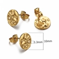 Hammered texture 10mm golden stainless steel geometric earring studs for DIY jewelry - 10mm Textured Round / Gold