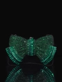 Detail of luxury emerald crystal bow clutch bag with sparkling rhinestones and chain - 22x13 Bowknot Green