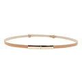 Slim camel patent leather belt for women with a gold rectangular metal buckle - Apricot