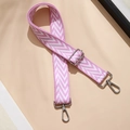 Adjustable wide pink and white wave pattern canvas crossbody shoulder bag strap - Pink and White N (Silver Buckle)