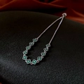 Silver twist chain bracelet featuring ten green zircon clover charms with sliding clasp - 48# Bracelet-Green-Vintage Emerald Style