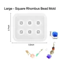 Silicone mold with 504 square diamond bead cavities for DIY resin jewelry making - 6-Cavity Rhombus with Hole (12mm)