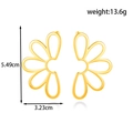 French style golden flower petal earrings with size dimensions and weight info - Flower Style (ER-1659)