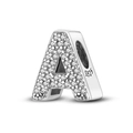 Charm lettre A en argent S925 avec cristaux pour colliers et bracelets DIY bijoux - Lettre A