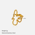Anillo de acero inoxidable dorado con diseño de flores caladas en azul y púrpura - Estilo de Flor Abstracta Hueca (YHCP-R250410) / Abierto Ajustable