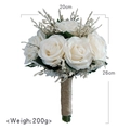 Weißer künstlicher Rosenstrauß mit Hanfseil-Griff, Größe 20x26cm, Gewicht ca. 200g - Hellchampagner