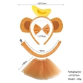 Schattig apenkostuum voor meisjes met pluche oren hoofdband vlinderdas staart en tutu rok - Geelbruine Banaan Aap 3-delige Set + Lichtbruine Gaas Rok