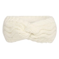 Detail of white cable knit ear warmer headband with soft thick acrylic texture - White