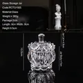 Vintage relief glass storage jar with lid and vertical ribbed texture for home decor - Crystal Texture Storage Jar (RCTG1005)