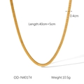 Detailansicht der 0,4 cm breiten vergoldeten Schlangenkette mit 40+5 cm Längenangaben - Gold Schlangenknochen Klinge Kette Stil (OD-N40174)