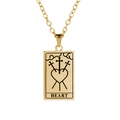 Gold stainless steel tarot card necklace with three swords heart and engraving - Heart / Gold
