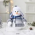 Blue winter snowman plush decoration in knit sweater and plaid scarf, height 26cm - Sitting Snowman