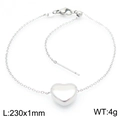 Bracelet en acier inoxydable argenté avec pendentif cœur et chaîne réglable - Bracelet Acier (KB190596-Z)