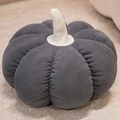 Soft dark grey corduroy pumpkin throw pillow with white stem for home decor - 20cm / Silver Gray
