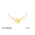 Golden stainless steel antler and flower charm for jewelry making 41.8x24mm 1.4g - Antler-Gold