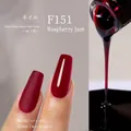 Raspberry red nail gel polish F151 with matte and glossy finish options on nails - F151 Raspberry Jam