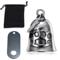 Antique silver punk knuckle style guardian bell with black velvet pouch and steel plate - Steel Color (Bell + Bag + Hanger Plate)