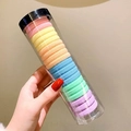 Colorful high-elasticity hair ties set in a transparent cylinder container for women - 20pcs Macaron Colors