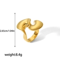 Anello ondulato a forma di S in acciaio inossidabile dorato 18k, larghezza 2,65cm e 8,4g - Stile Onda Irregolare (TR4200-6)