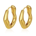 Elegant irregular gold-tone water drop stainless steel earrings on white background - 18K Gold / Gold