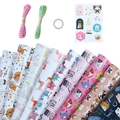Cartoon kitten gift wrapping paper set with colorful twine and decorative tags - Set One (Multi Pattern Wrapping Paper And Accessories)