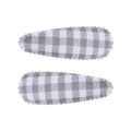Paire de barrettes à carreaux gris avec bordure en dentelle blanche pour filles - Pince Goutte à Bord Festonné (Lot de 2) / Carreaux gris blanc
