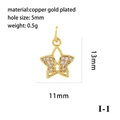Vue détaillée du pendentif étoile plaqué or 18K avec zircone et trou de 5 mm - Étoile Dorée I (I-1)