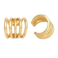 Gold multi-layer spiral ear cuff with five-ring geometric design shown on white background - Style B-Five-Ring Multi-Layer Spiral