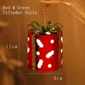 Scatola regalo di Natale cilindrica rossa e verde con motivi festivi bianchi - Cilindro Rosso e Verde