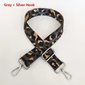 Detail of adjustable leopard print bag strap in grey with silver swivel metal hooks - Grey + Silver Hook