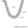 Collana a catena a maglie spesse in acciaio inossidabile argento con chiusura OT e misure - Collana Colore Acciaio (P1441)