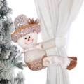 Champagne gold Christmas snowman curtain buckle decoration tied on a white curtain - Snowman / Champagne Gold